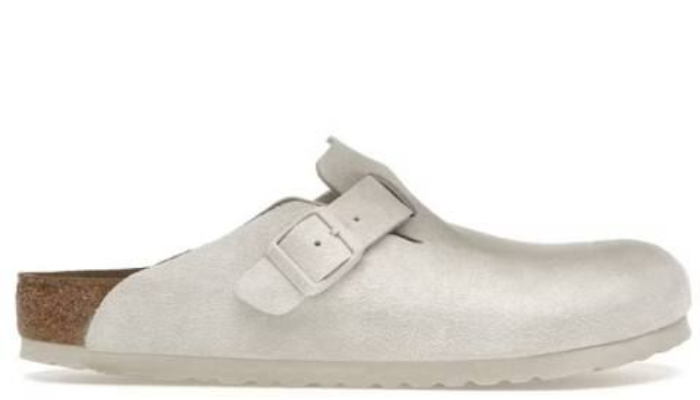 Birkenstock Boston Soft Foodbed 'Suede Antique White' (Unisex)
